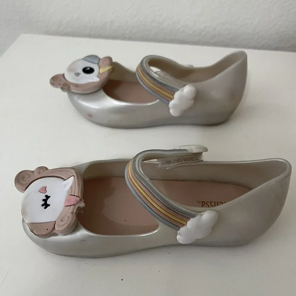 Mini Melissa Ultragirl White Pearl Unicorn Rainbow Shoes Toddler Girls Size 9